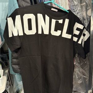 Moncler Black Tee with White Lettering
